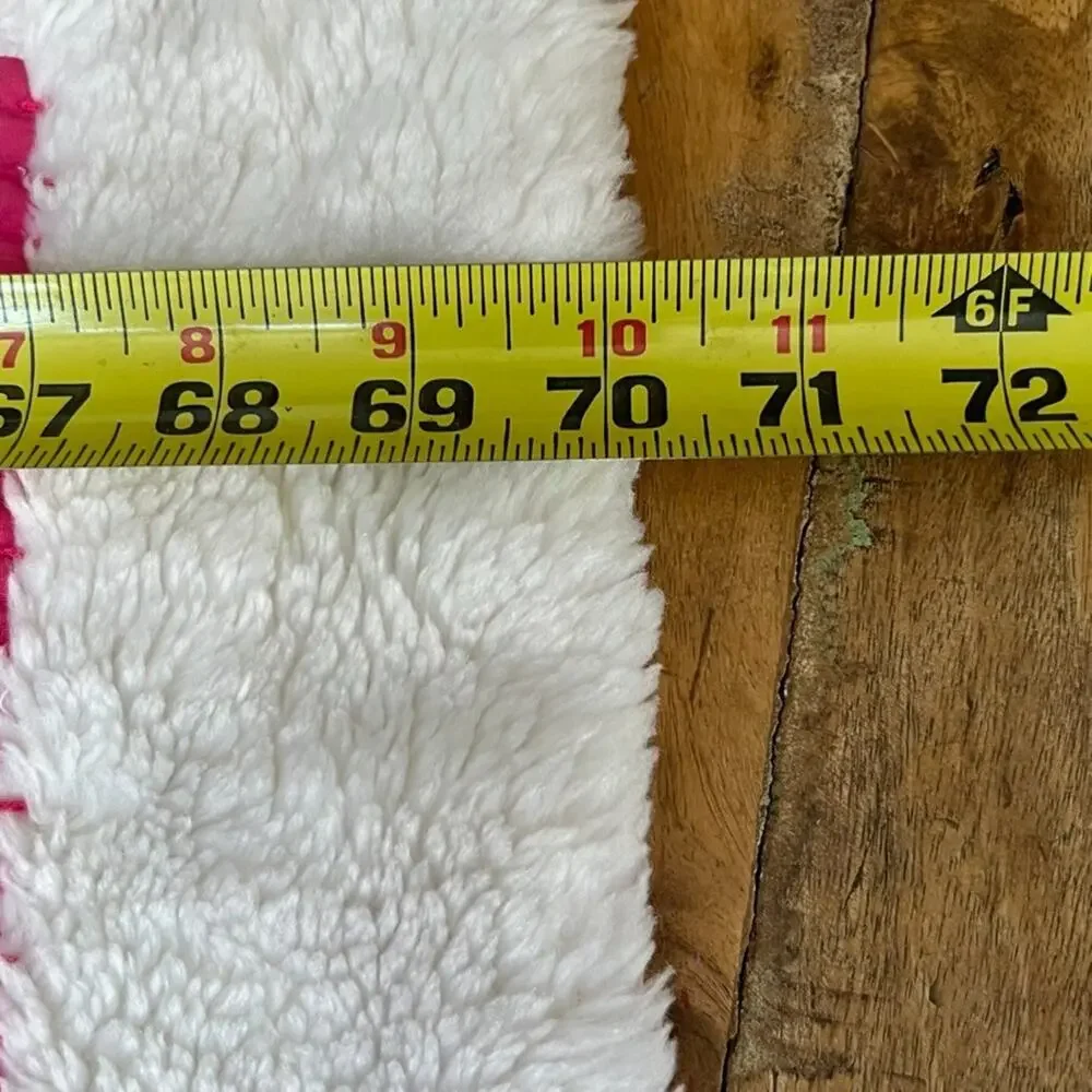 Pottery Barn Kids Quilt Blanket Pink White Flower Patch Fur Trim 86.5